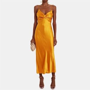 TOVE  Sofia twisted beautiful gold 100% silk midi dress NEW